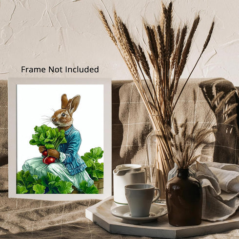 Posterizer 1 pcs-whimsical magical cute farmer bunny rabbit 1-Kids Room Art-Art for Animal Lovers-Gift for Daughter, Son, Kids- unframed wall art...